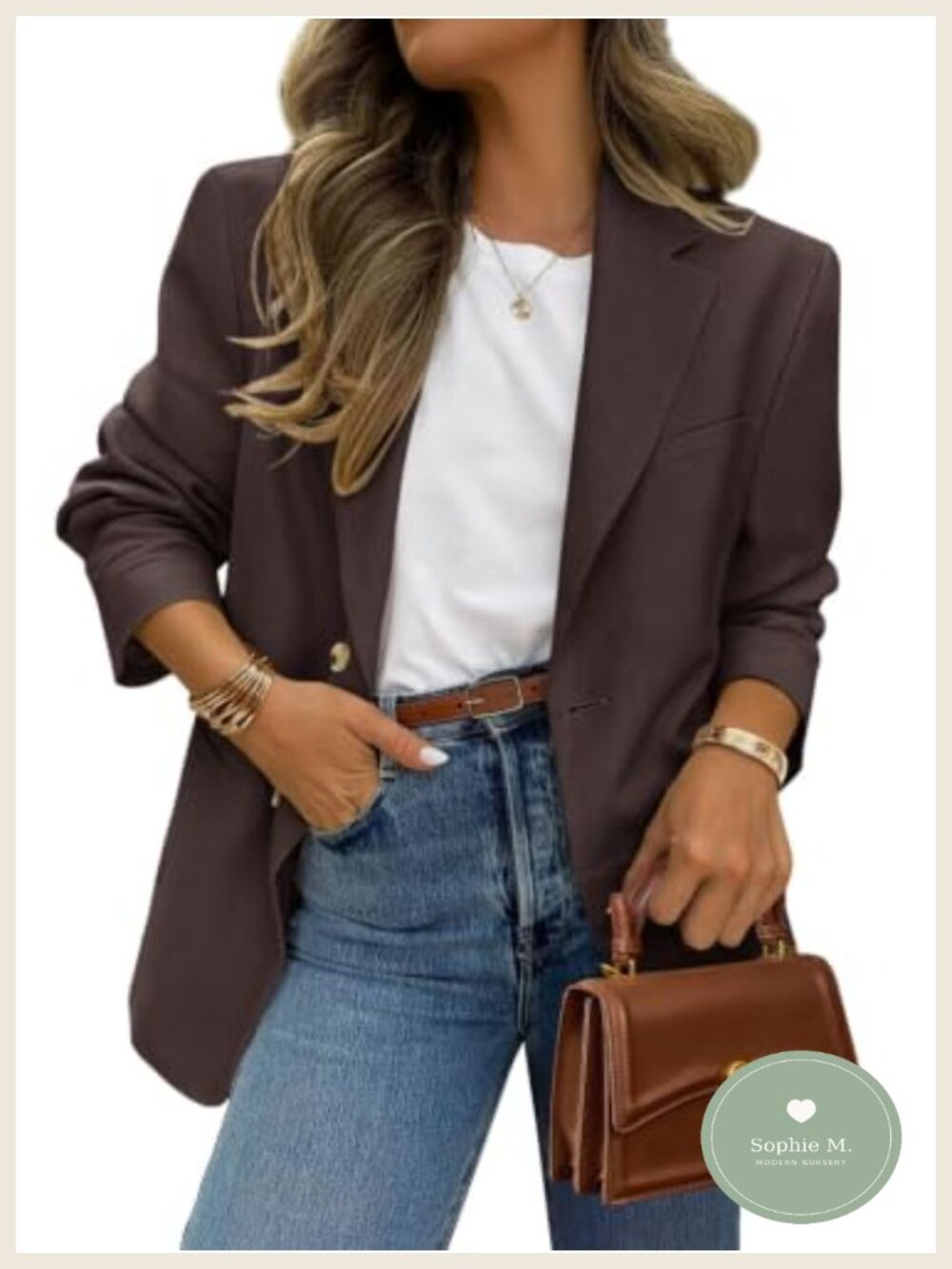 Women's Business Casual Blazer Notch Lapel Open Front Long Sleeve with Pockets